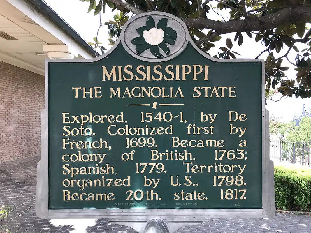 This marker is at the Mississippi Welcome Center near the Mississippi River bridge at Vicksburg.