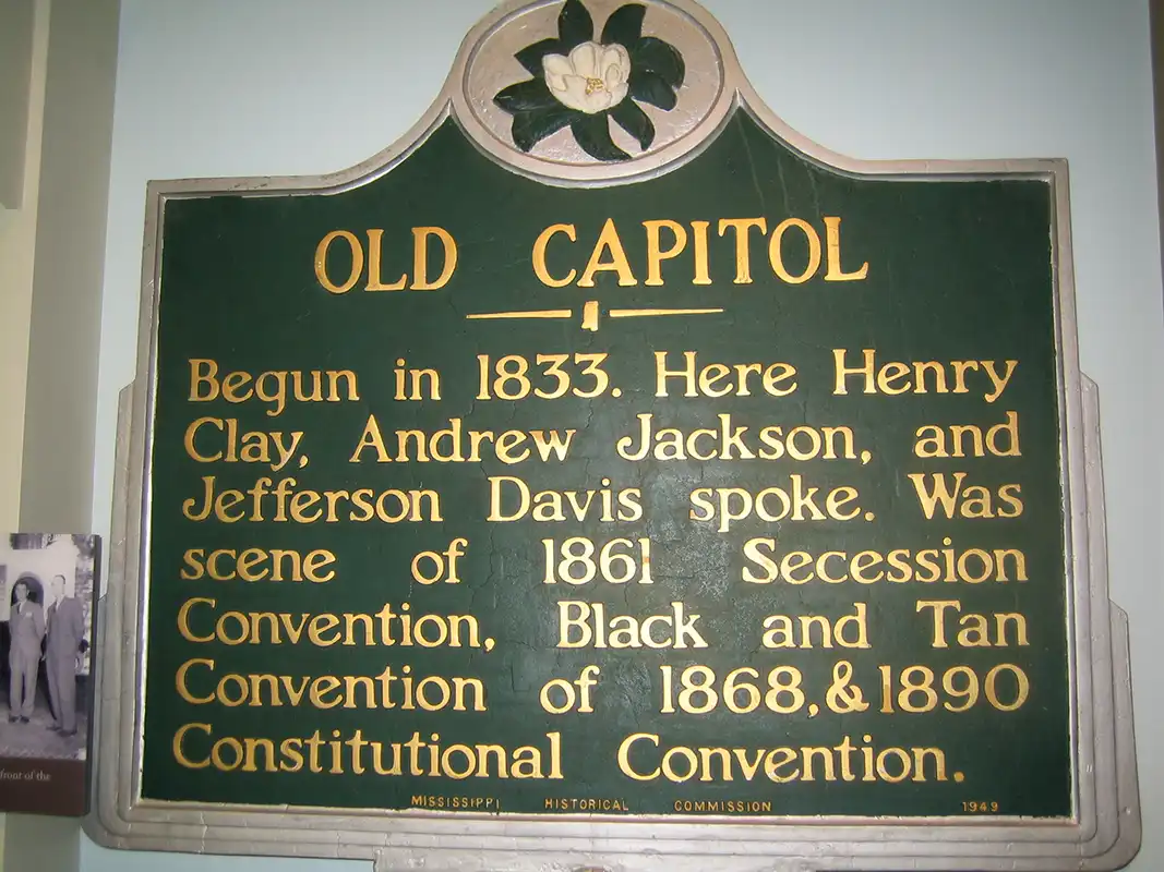 This marker is inside the Old Capitol Museum in Jackson.
