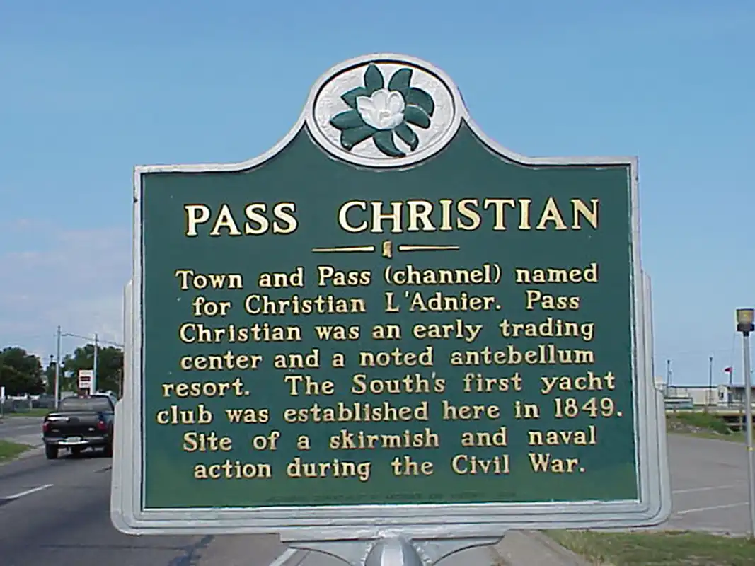 It is believed that this marker for Pass Christian is missing, possibly lost in Hurricane Katrina. This is a photo from the Internet.