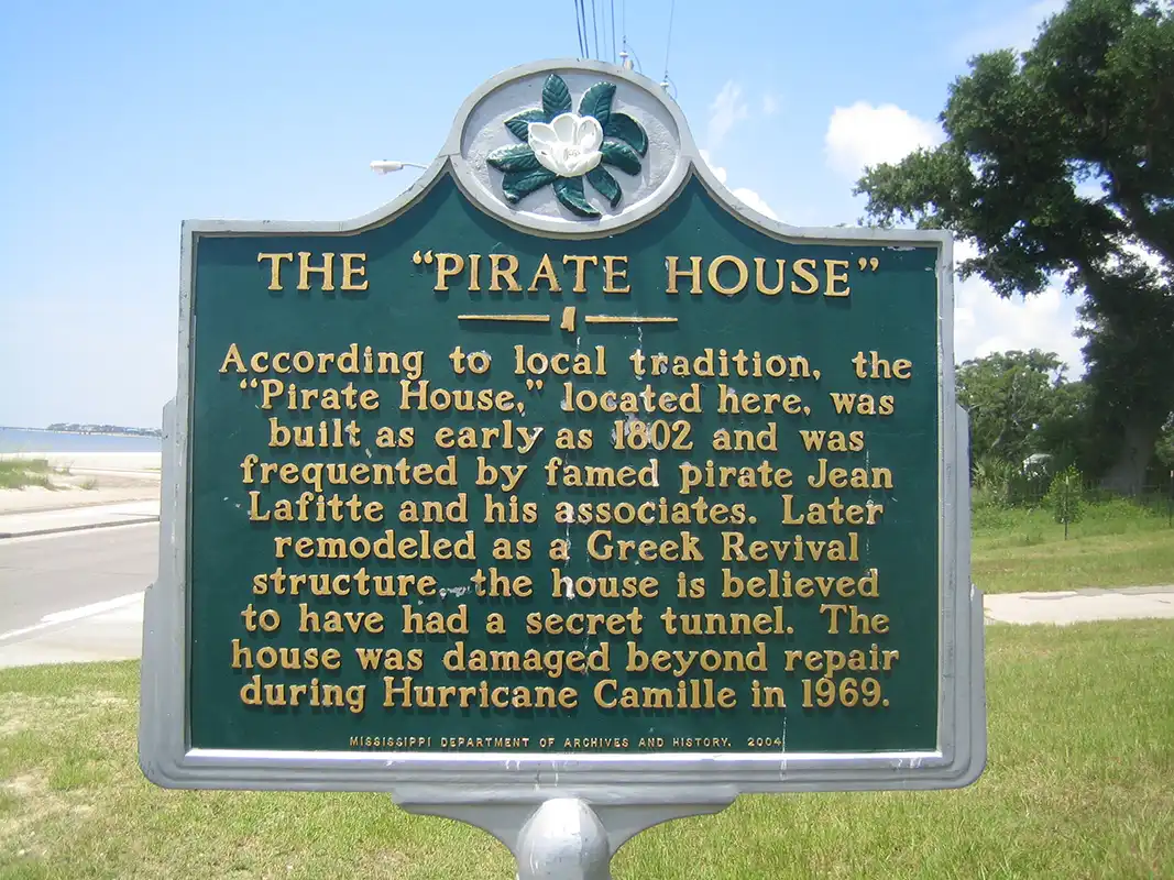 This marker for the Pirate House is at 645 North Beach Boulevard in Waveland.