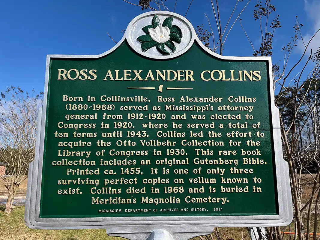 Ross Alexander Collins is at the corner of Highway 19 and W. Lauderdale Rd. in Collinsville.