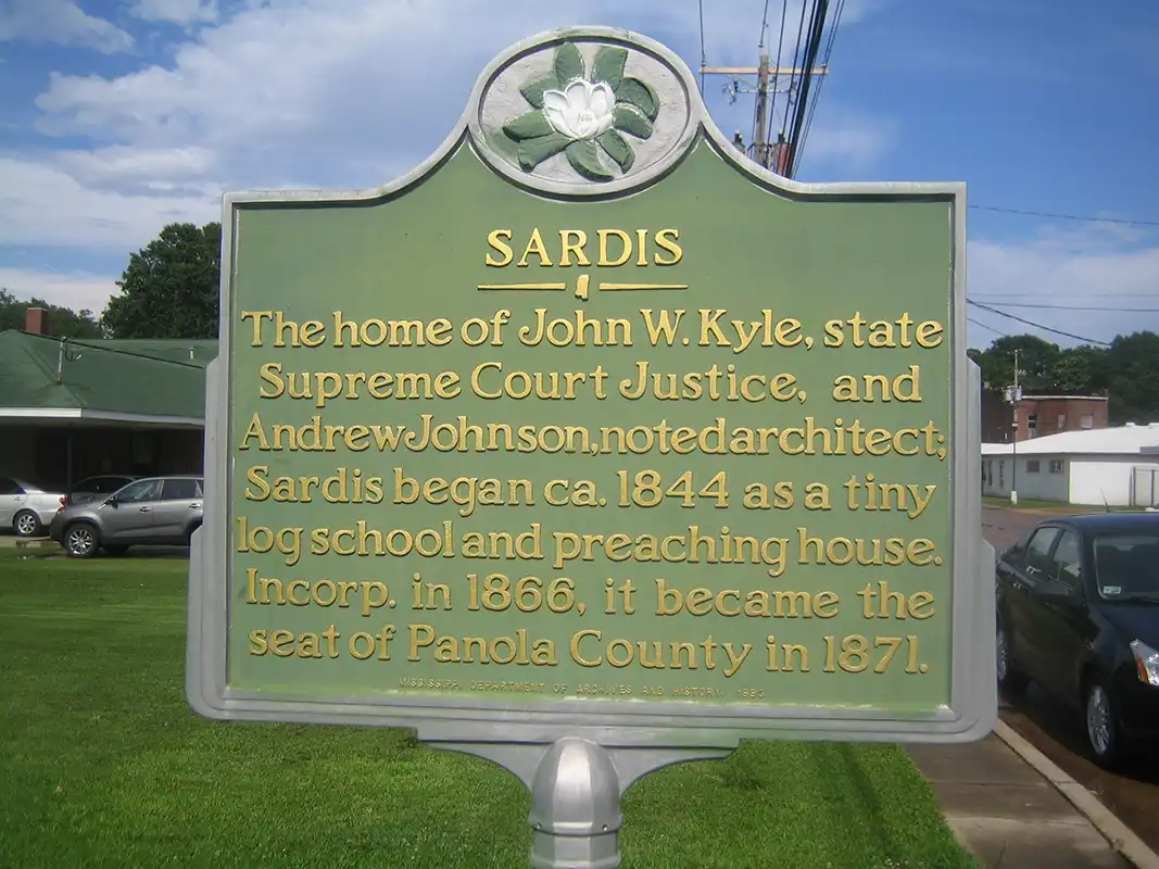 The Sardis marker is in front of Sardis City Hall by the railroad track on W. Lee Street.