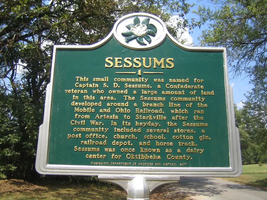 The Sessums marker is a mile south of the Artesia Road that connects Starkville to Artesia.