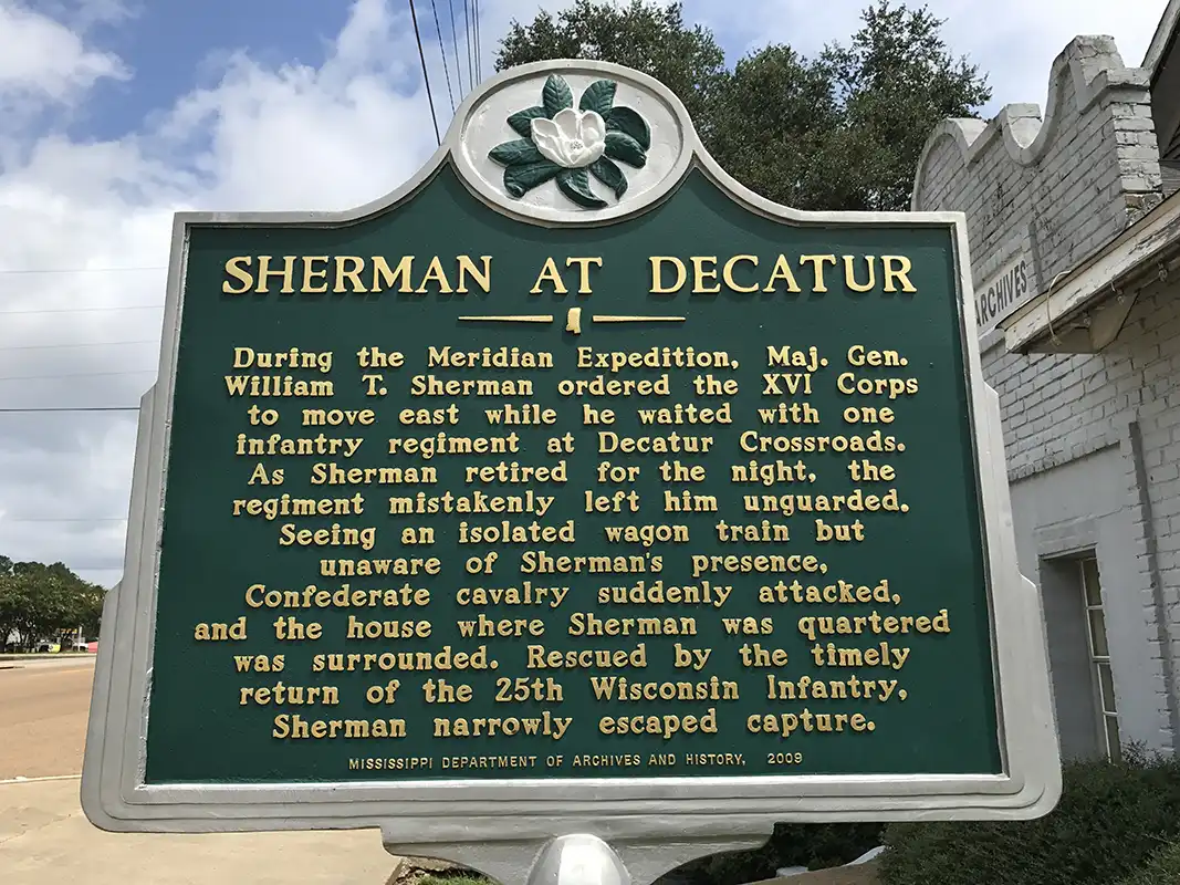 The Sherman at Decatur marker is on Highway 15 in Decatur.