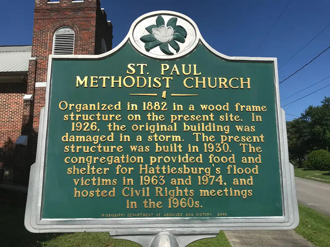 St. Paul Methodist Church is at 215 E. 5th Street in Hattiesburg.