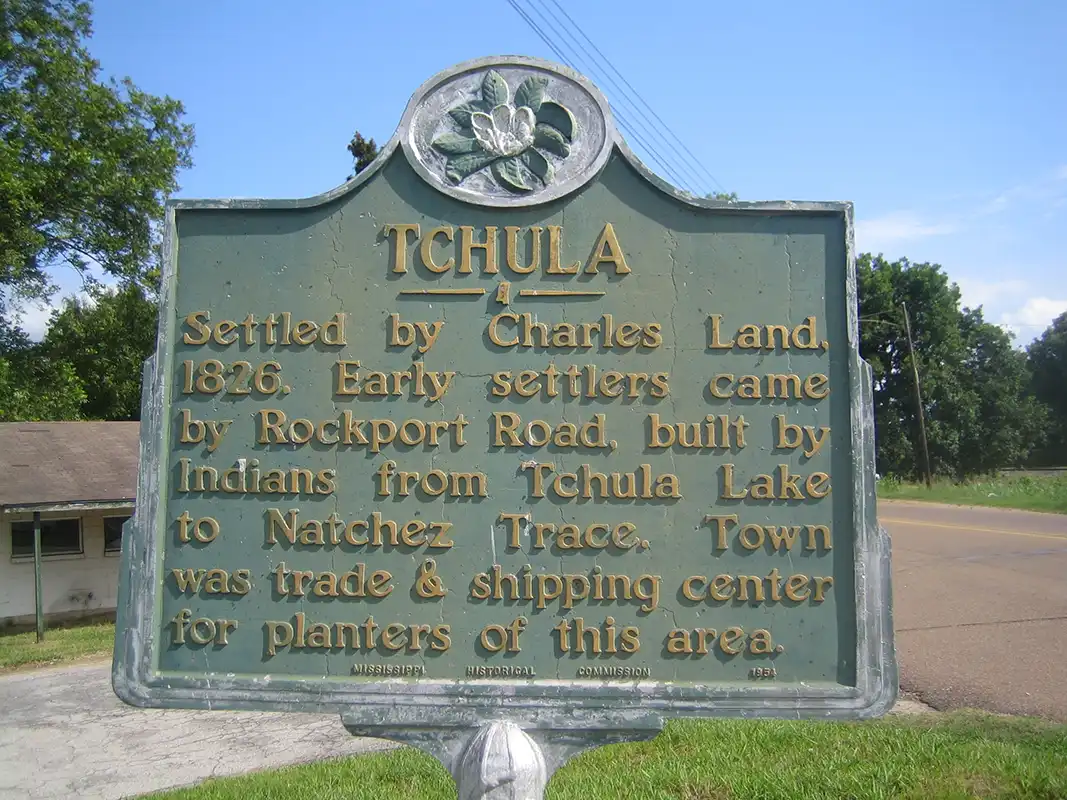 The Tchula marker is at the fork of East Main Street and MLK Drive in Tchula.
