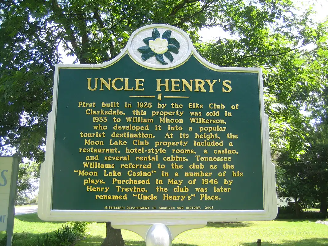 The Uncle Henry's marker is near Lula at 5860 Moon Lake Road (about a half mile south of Highway 49 to Helena, Ark.).