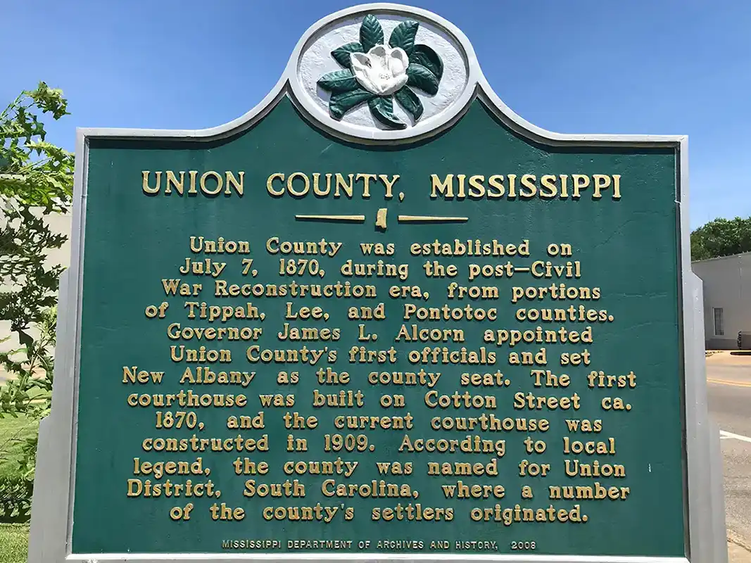 The Union County marker is on the grounds of the courthouse in New Albany.