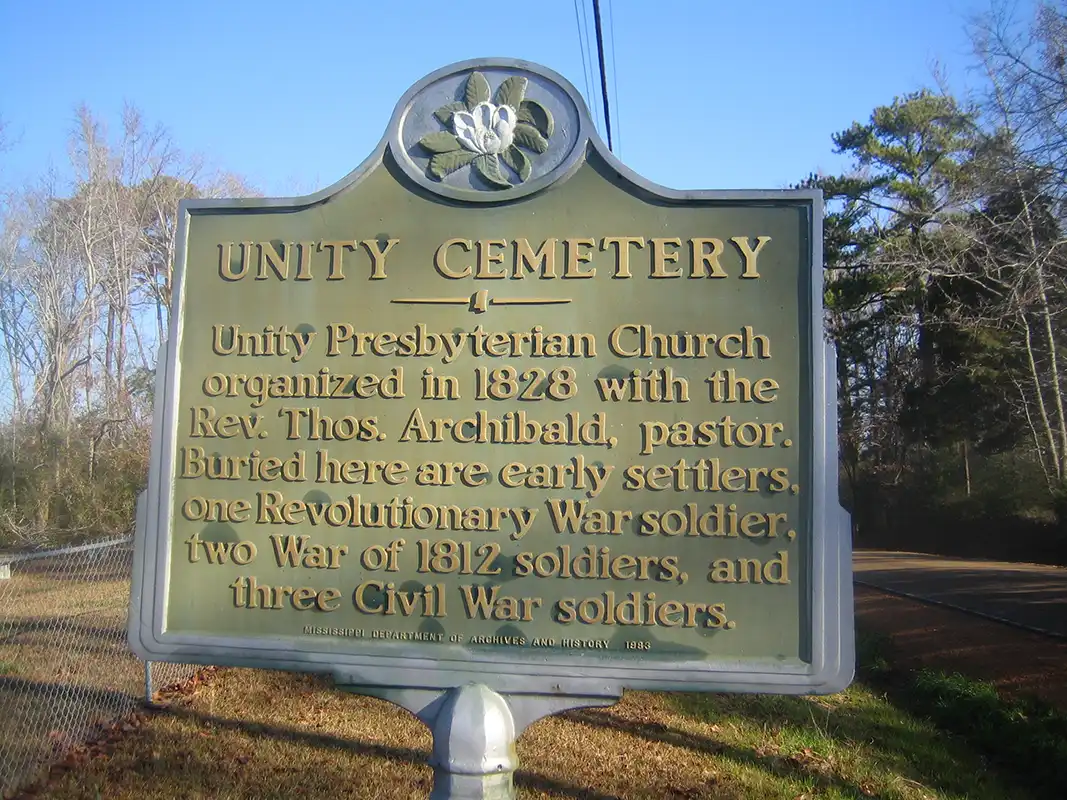 Unity Cemetery is at the southern entrance to Caledonia at the intersection of Wolfe Road and the Cal-Steens Road.