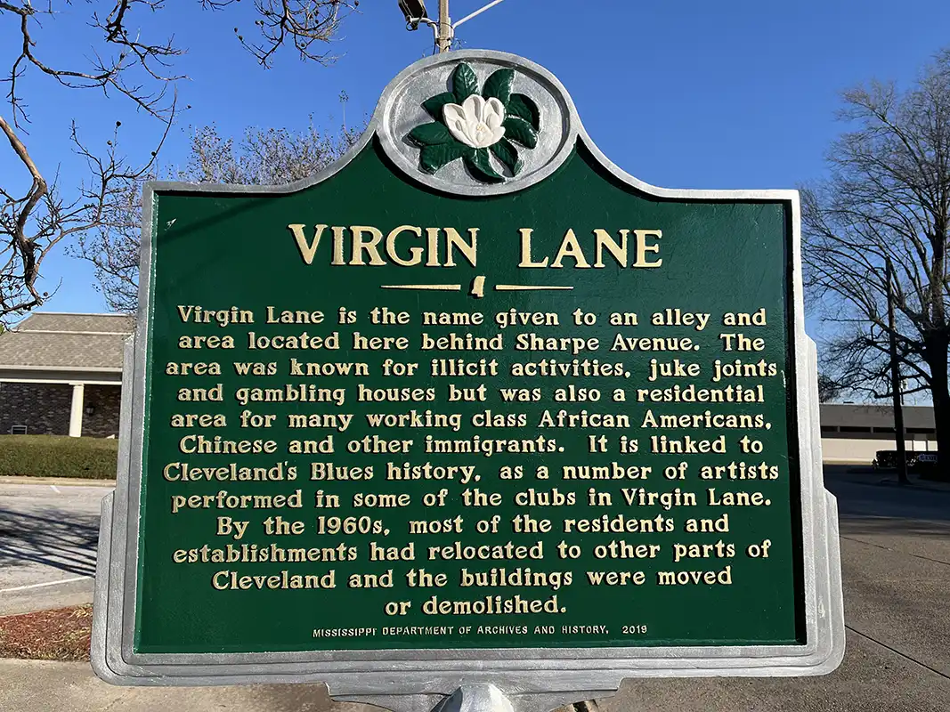 The Virgin Lane marker is at 119 Commerce Avenue in downtown Cleveland.