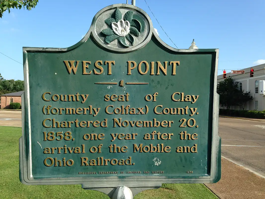 The West Point marker is in downtown West Point.