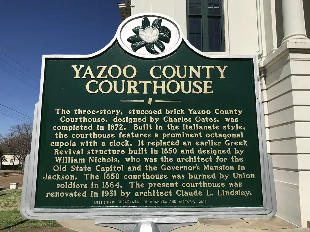 The Yazoo County Courthouse is at 211 E. Broadway St. in Yazoo City.