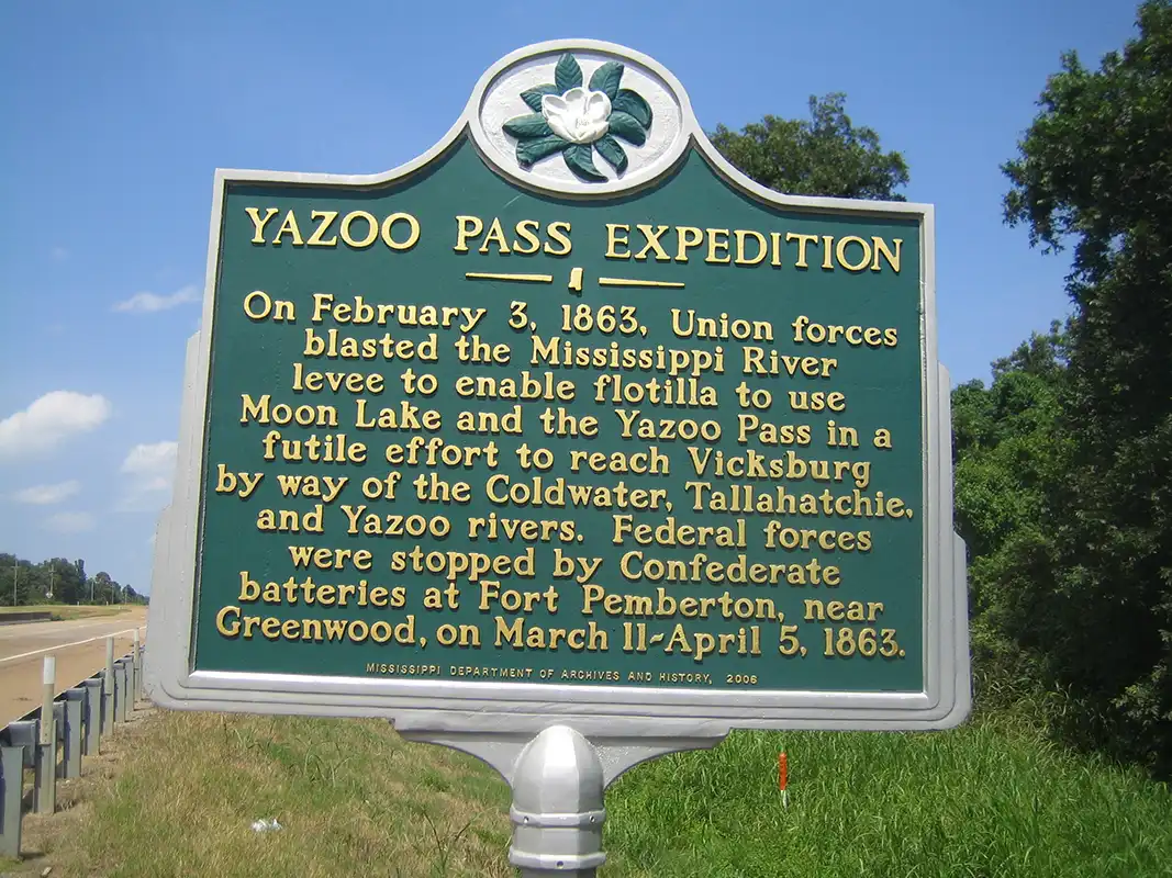 The Yazoo Pass Expedition marker is North of Clarksdale on Highway 61.